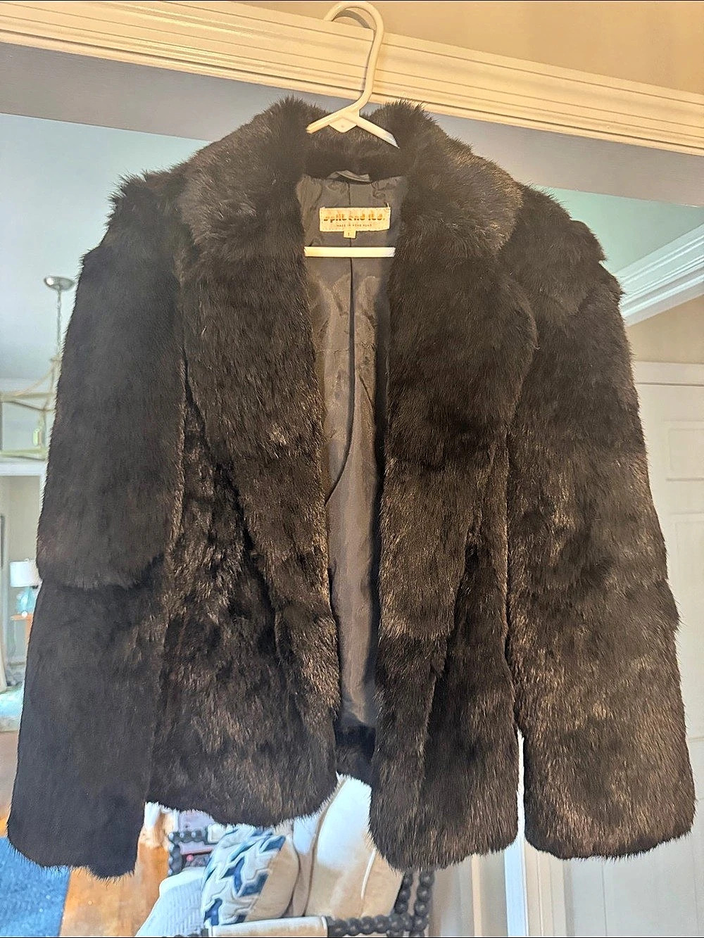 100% rabbit Fur Jacket Black Size Large